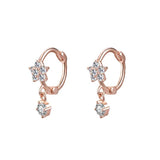 925 Silver Zircon Flower Stud Earrings for Women Wedding Party