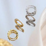 925 Silver Bamboo Stud Earrings Crystal Goddess Jewelry Gift
