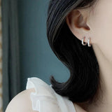 925 Silver Bamboo Stud Earrings Crystal Goddess Jewelry Gift