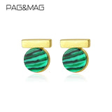 Malachite Stud Earrings 925 Sterling Silver Stone Jewelry joyas de plata 925