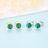 Malachite Stud Earrings 925 Sterling Silver Stone Jewelry joyas de plata 925