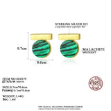 Malachite Stud Earrings 925 Sterling Silver Stone Jewelry joyas de plata 925