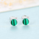 Malachite Stud Earrings 925 Sterling Silver Stone Jewelry joyas de plata 925