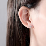 CZ Cross Stud Earrings Fine Jewelry Anniversary Punk Pendientes Bijoux Femme