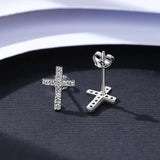 CZ Cross Stud Earrings Fine Jewelry Anniversary Punk Pendientes Bijoux Femme
