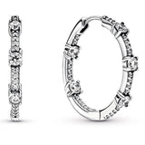 Sparkling Pave Bars Hoop Earring With Crystal 925 Sterling Silver Wedding Gift