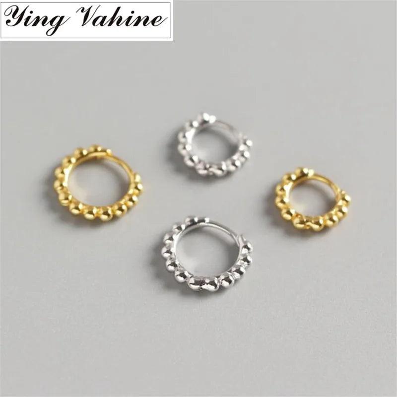 925 Sterling Silver Small Beads Hoop Earrings for Women