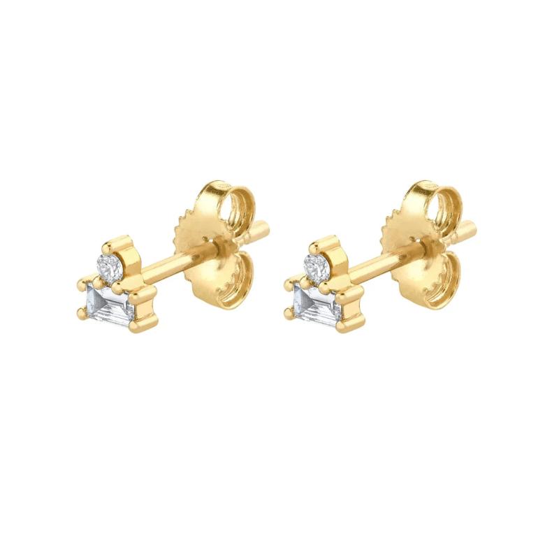 925 Silver Colorful Zircon Stud Earrings Two Layers