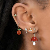 925 Silver Colorful Zircon Stud Earrings Two Layers