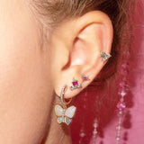 925 Silver Colorful Zircon Stud Earrings Two Layers
