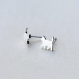 925 Silver Cat Stud Earrings for Kids