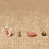 925 Silver Peach Flower Shell Carvings Stud Earrings Women Gift