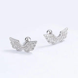 Trustdavis Real 925 Silver Angel Wings CZ Earrings