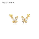 925 Sterling Silver Clear Butterfly Piercing Stud Earring