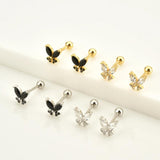 925 Sterling Silver Clear Butterfly Piercing Stud Earring