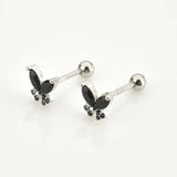 925 Sterling Silver Clear Butterfly Piercing Stud Earring