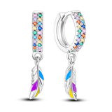 925 Silver Colored Feathers Earrings for Women