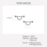 925 Silver U Stud Earrings for Women Girls Student with Row Drill Two Style