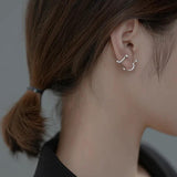 925 Silver U Stud Earrings for Women Girls Student with Row Drill Two Style