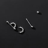 925 Silver U Stud Earrings for Women Girls Student with Row Drill Two Style