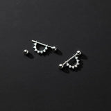 925 Silver U Stud Earrings for Women Girls Student with Row Drill Two Style