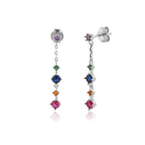 925 Silver Colorful Line Red Piercing Drop Earring Women Gift