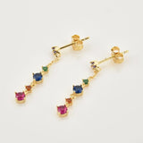 925 Silver Colorful Line Red Piercing Drop Earring Women Gift