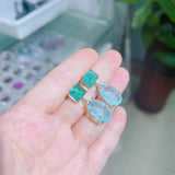 Water Drop Tourmaline Dangler Earrings Retro Jewelry