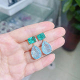 Water Drop Tourmaline Dangler Earrings Retro Jewelry