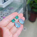 Water Drop Tourmaline Dangler Earrings Retro Jewelry