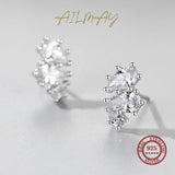 925 Sterling Silver CZ Earrings Water Drop Shape Wedding Jewelry