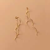 925 Silver Wave Shape Threader Earrings Pull Through Drop Earring
