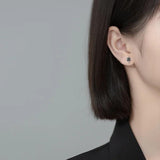 MloveAcc Crystal Stud Earrings 925 Sterling Silver Couple Jewelry