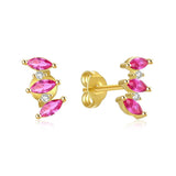 Green Red Zirconia 925 Silver Cartilage Stud Earrings