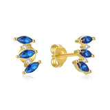 Green Red Zirconia 925 Silver Cartilage Stud Earrings