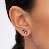 Green Red Zirconia 925 Silver Cartilage Stud Earrings