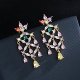 Zircon Flower Earrings Micro-Inlaid Zircon Women's Flower Earrings