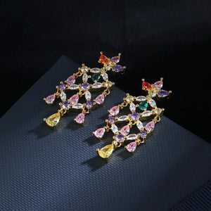 Zircon Flower Earrings Micro-Inlaid Zircon Women's Flower Earrings