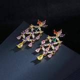Zircon Flower Earrings Micro-Inlaid Zircon Women's Flower Earrings