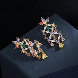 Zircon Flower Earrings Micro-Inlaid Zircon Women's Flower Earrings