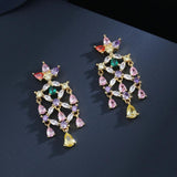 Zircon Flower Earrings Micro-Inlaid Zircon Women's Flower Earrings