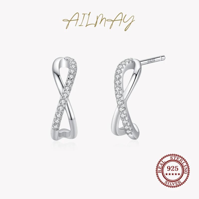 925 Silver Infinite Love Zircon Stud Earrings