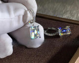 Rectangle Zircon Stone Silver Earrings for Women 925 Silver