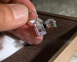 Rectangle Zircon Stone Silver Earrings for Women 925 Silver
