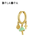 925 Silver Mushroom Cross Drop Earring Women Clips Fine Jewelry