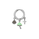 925 Silver Mushroom Cross Drop Earring Women Clips Fine Jewelry