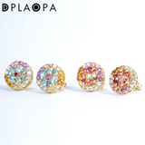 925 Sterling Silver Flower Rainbow CZ Stud Earring Piercing Wedding