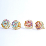 925 Sterling Silver Flower Rainbow CZ Stud Earring Piercing Wedding