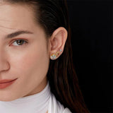 925 Sterling Silver Flower Rainbow CZ Stud Earring Piercing Wedding