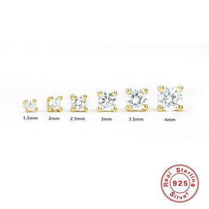 6Pcs Zircon 925 Sterling Silver Stud Earrings for Women Piercing Earings